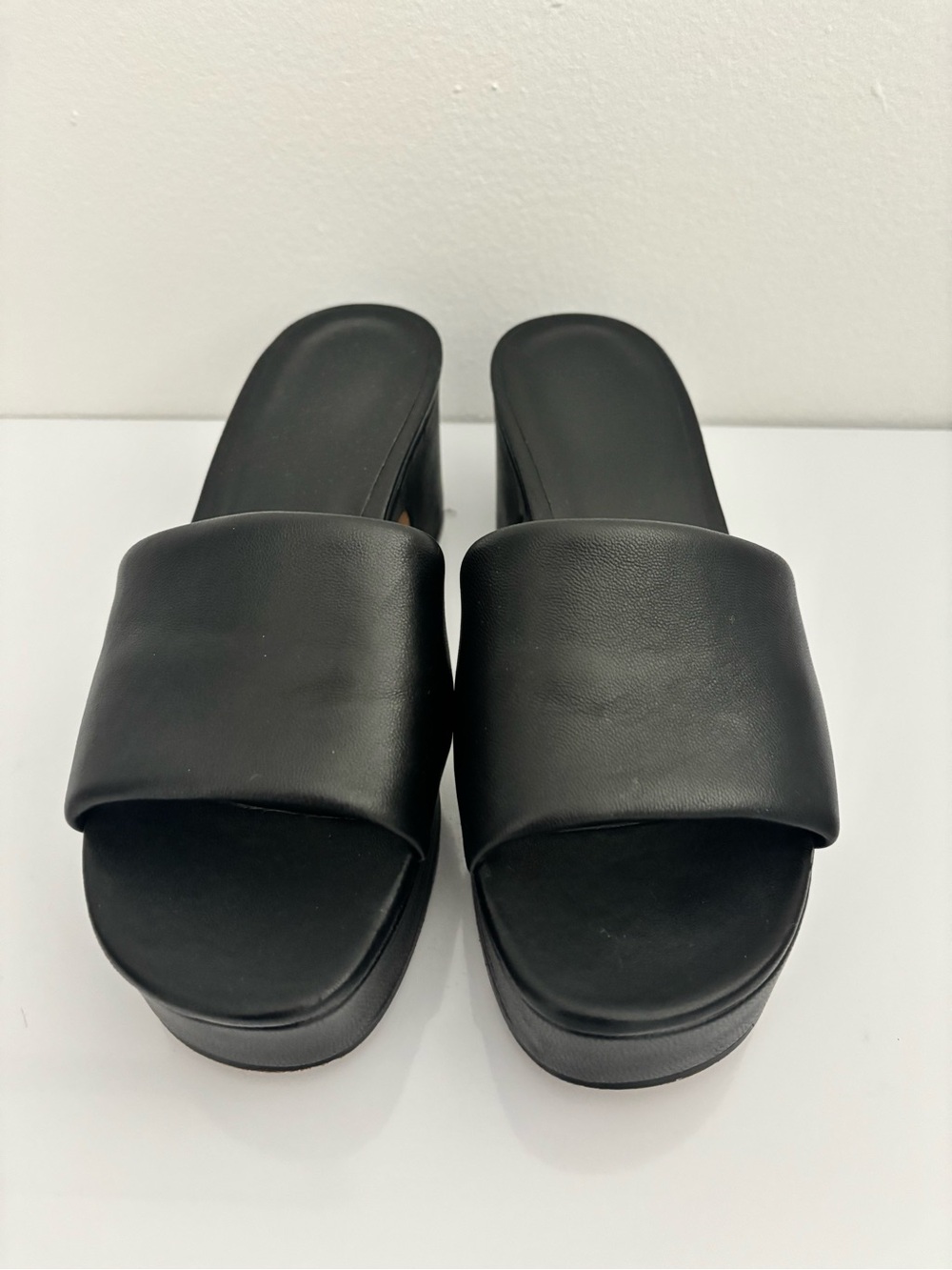 Vince Black Padded Slide Platform Sandals